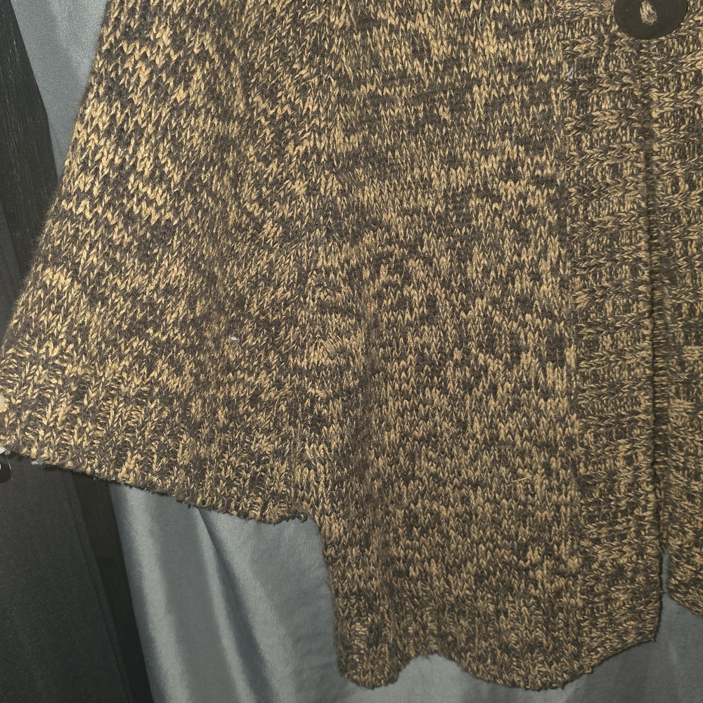 Allison Brittney Brown and Black Knit Shawl Sweater